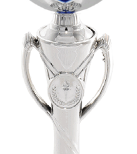 Silver-Blue Nova Soccer Trophy